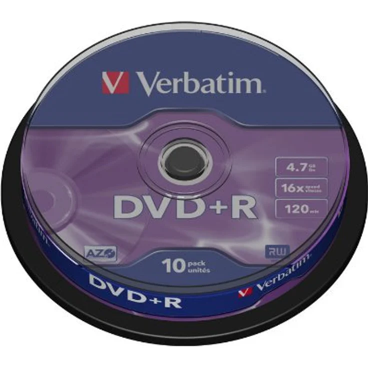 Verbatim DVD+R 4,7GB - 16-fache Brenngeschwindigkeit - Kratzschutz - hohe Lebensdauer - DVD-Rohlinge - 10er Pack Spindel – Bild 1