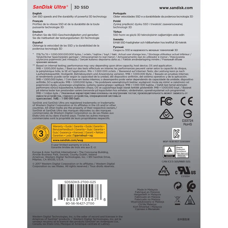 SanDisk Ultra 3D - Solid-State-Disk - 2 TB - intern - 2.5 Zoll (6.4 cm) - SATA 6Gb/s (SDSSDH3-2T00-G25) – Bild 6