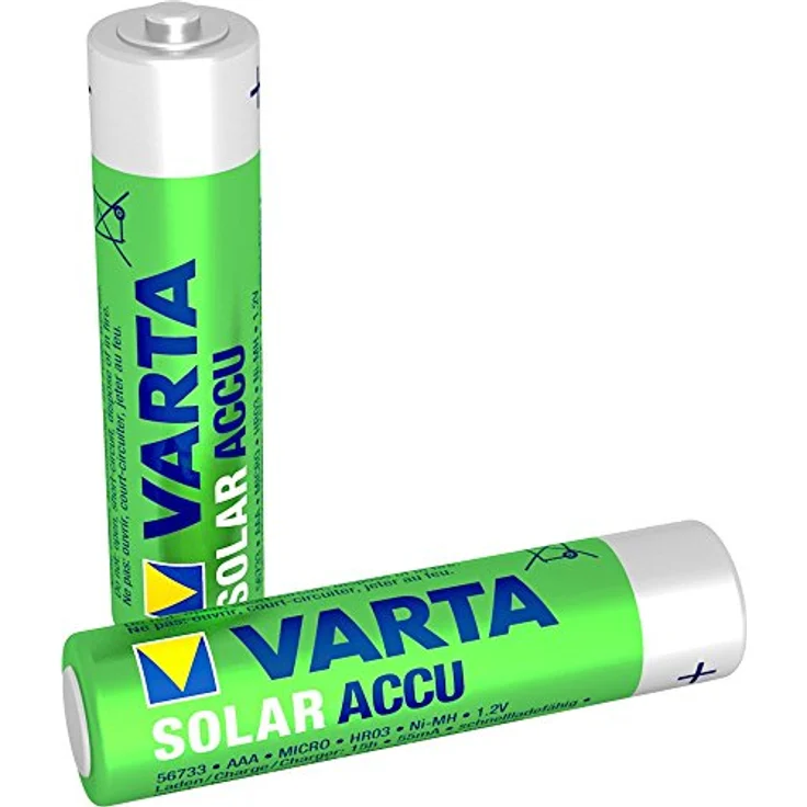 VARTA Recharge Akku Solar AAA Micro (550 mAh Ni-Mh Akku, wiederaufladbar ohne Memory Effekt) 2er Pack – Bild 1