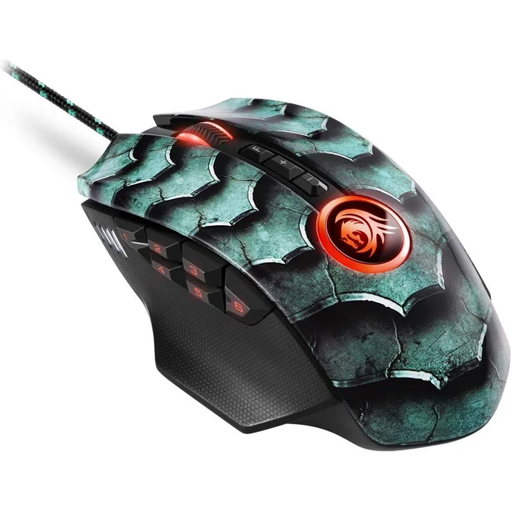 Sharkoon Drakonia II Gaming Maus, optischer Sensor PixArt 3360, 15.000 DPI, 12 programmierbare Tasten, grün – Bild 2