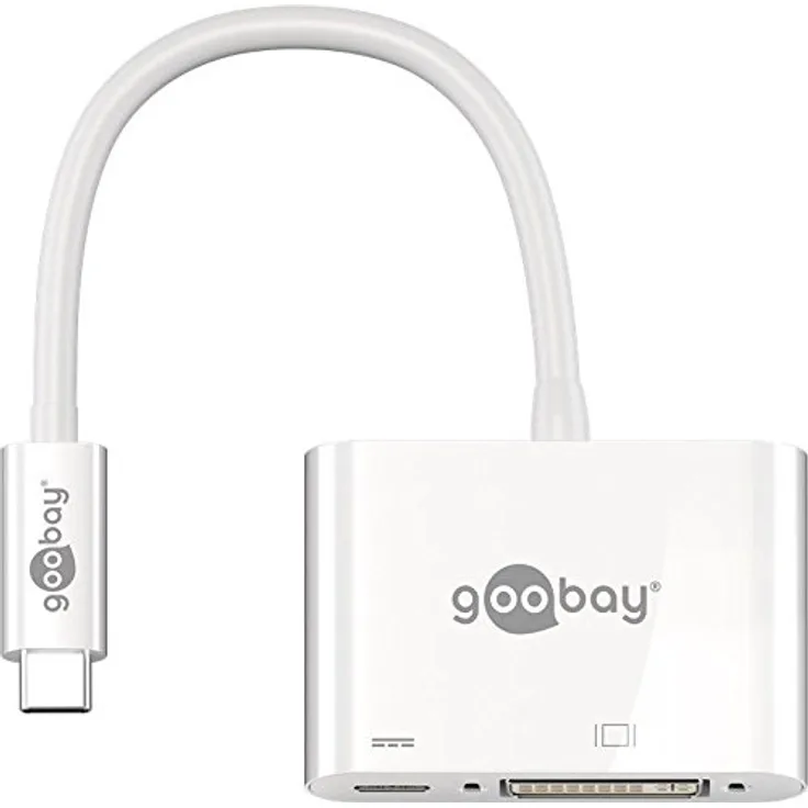Goobay 62108 USB-C Stecker auf DVI-Buchse, PD, weiß, extra USB-C Buchse