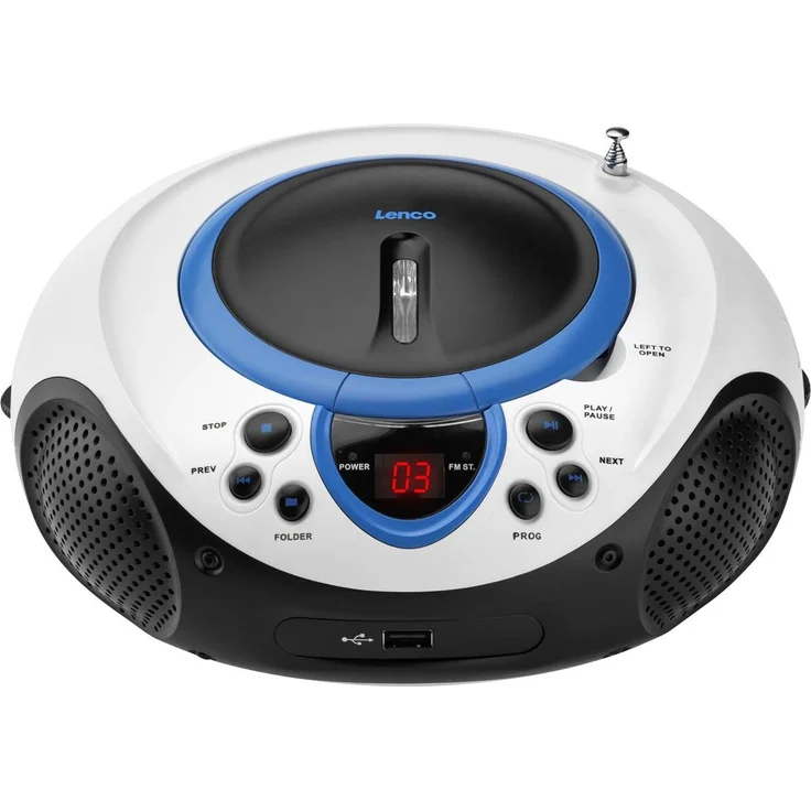 Lenco Kinder Radio CD-Player SCD-38 tragbares UKW-Radio mit CD-MP3-Player und USB in blau – Bild 1