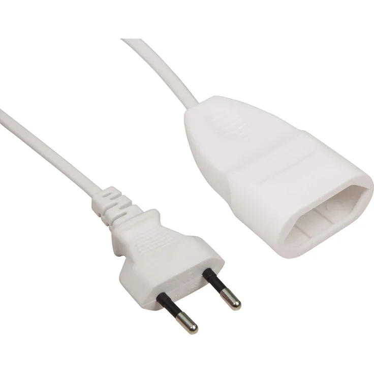 MC POWER - Netzkabel-Verlängerung | 2m, Euro-Stecker - Euro-Kupplung, weiß