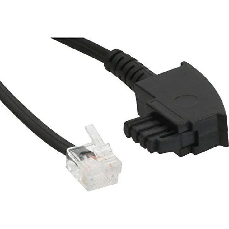 InLine 18655 TAE-F Kabel für DSL Splitter, TAE-F Stecker an Western 6-2 DEC Stecker, 0,5m