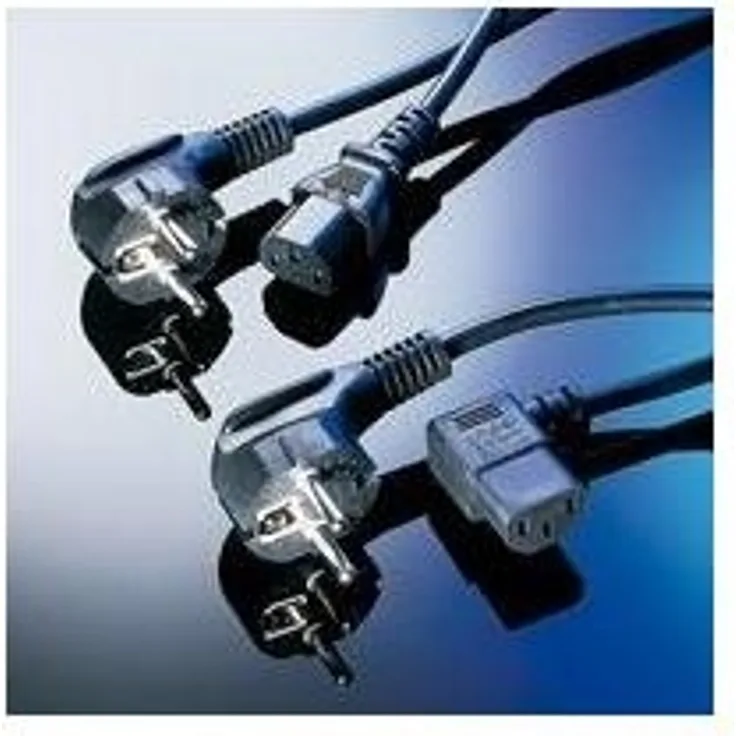 ROLINE Stromkabel | Netzkabel Eurostecker | Schutzkontakt - C13 gewinkelt | Kaltgeräte Anschlusskabel | PC, Monitor, TV-Fernseher, PS4, Scanner, Drucker | Schwarz | 1,8m