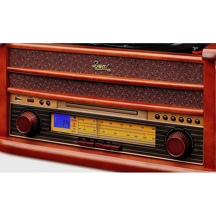 Dual NR 4 Nostalgie Musikanlage mit Plattenspieler (UKW-Tuner, MW-Radio, CD-RW, MP3, USB, Kassette, Aux-In) braun – Bild 3