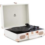 GPO SOHO Retro Kofferplattenspieler mit eingebautem Stereolautsprecher, Weiß, Rose Gold