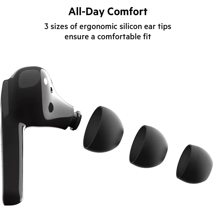 Belkin SOUNDFORM Move, True Wireless In-Ear Kopfhörer, mit Bluetooth, Mikrofon, spritzwassergeschützt (IPX5), schwarz – Bild 2