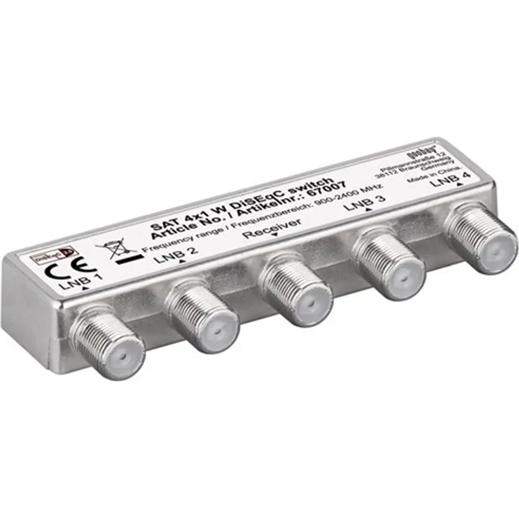 Goobay 67007 DiSEqC 2.0 Umschalter 4x1 - mit Wetterschutzhaube