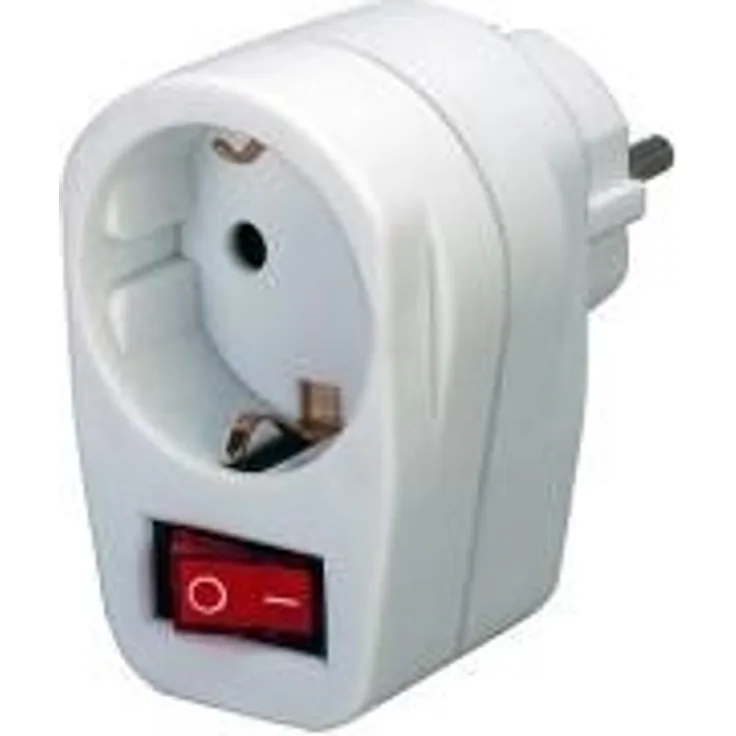 Brennenstuhl Steckdosenadapter, Schutzkontaktsteckdose mit Schalter (Zwischenstecker mit erhöhtem Berührungsschutz) weiß