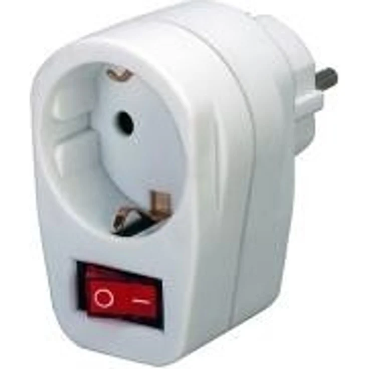 Brennenstuhl Steckdosenadapter, Schutzkontaktsteckdose mit Schalter (Zwischenstecker mit erhöhtem Berührungsschutz) weiß