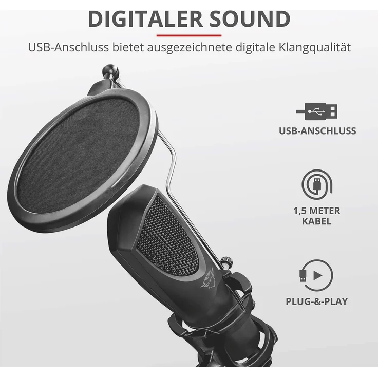 Trust GXT 232 Mantis USB-Streaming-Mikrofon Schwarz für PC, PS4, PS5 – Bild 5