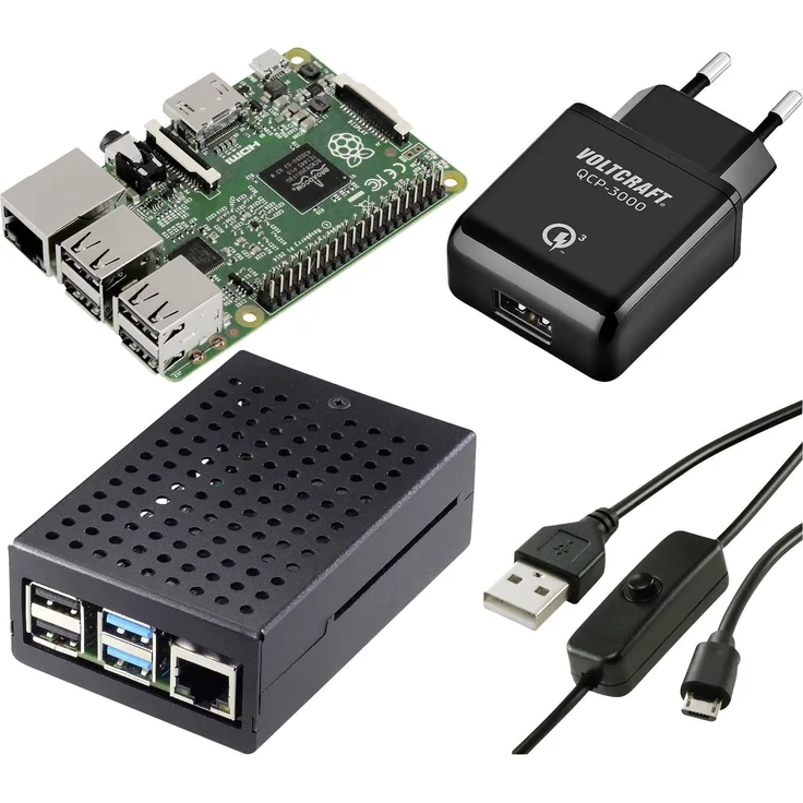 Renkforce Pure Set Raspberry Pi 2 B 1GB 4 x 0.9GHz inkl. Netzteil, inkl. Gehäuse