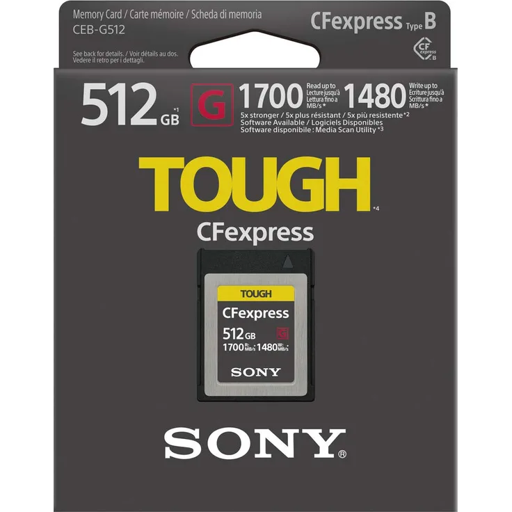 Sony B-G512 CFexpress Speicherkarte (512GB, 1700MB-s, Schreibgeschwindigkeit 1480MB-s)