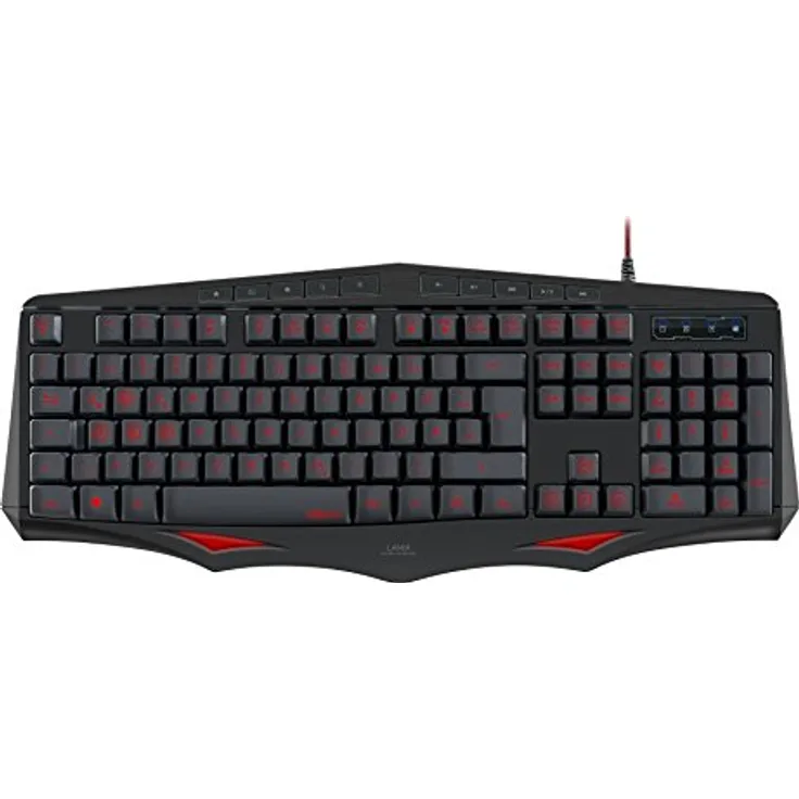 Speedlink LAMIA Gaming Keyboard - Tastatur mit USB Anschluss für Büro-Home Office (LED Tastenbeleuchtung - Anti Ghosting und Rollover-Technik - Höhenverstellbar) für PC-Notebook-Laptop, schwarz