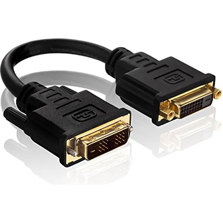 PureInstall PI070 High Speed DVI-DVI-Adapter (DVI-D (18+1) Stecker auf DVI-D (24+1) Buchse), zertifziert