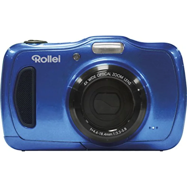 Rollei Sportsline 100 - vielseitige Digitalkamera mit 20 MP, 4-fach optischem Zoom, spritzwasserfest und wasserdicht bis zu 10 Meter mit Foto-Zeitraffer-Funktion - Blau