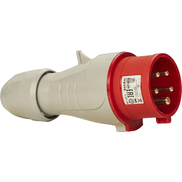 Legrand, E 16A Stecker, rot 5-polig (3P+N+PE), 6h (400V-32A), Schutzart IP44, IK09, 090119