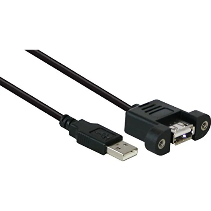 GOOD CONNECTIONS - USB Verlängerungskabel - USB 2.0 Typ A (M) -> USB 2.0 Typ A (W) Einbaubuchse - 1.8 m - Schwarz