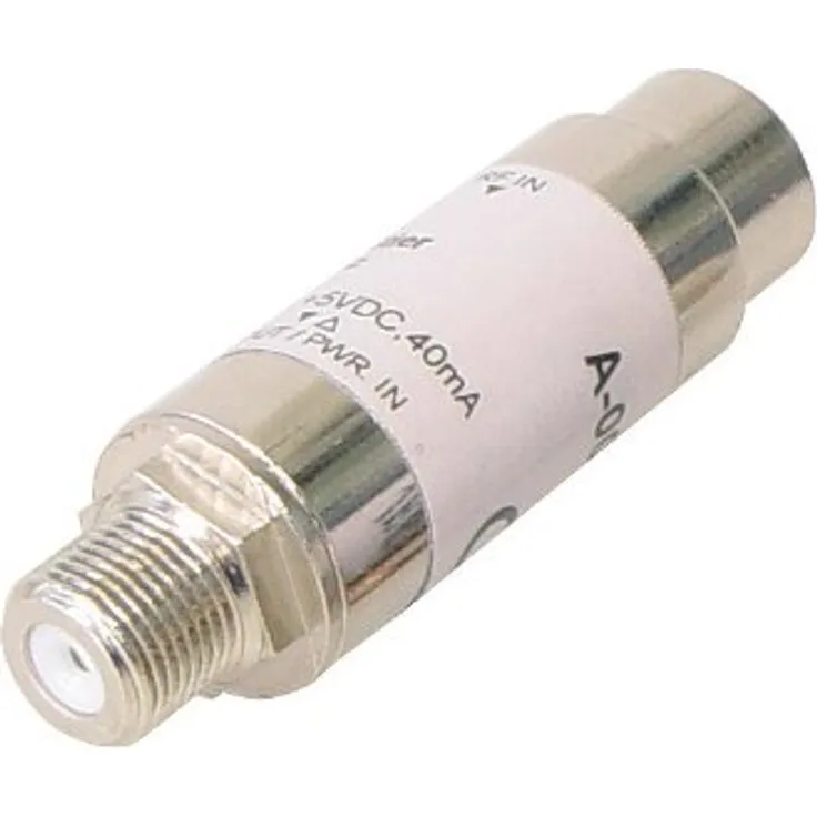 Transmedia FP12L Mini F-Stecker-F-Kupplung wasserdicht Antennenverstärker (5-862MHz, 75Ohm, Verstärkung 16dB, DVB-T)