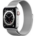Apple Watch Series 6 Smartwatch GPS + Cellular, 44mm, Edelstahlgehäuse Silber, Milanese Loop Silber