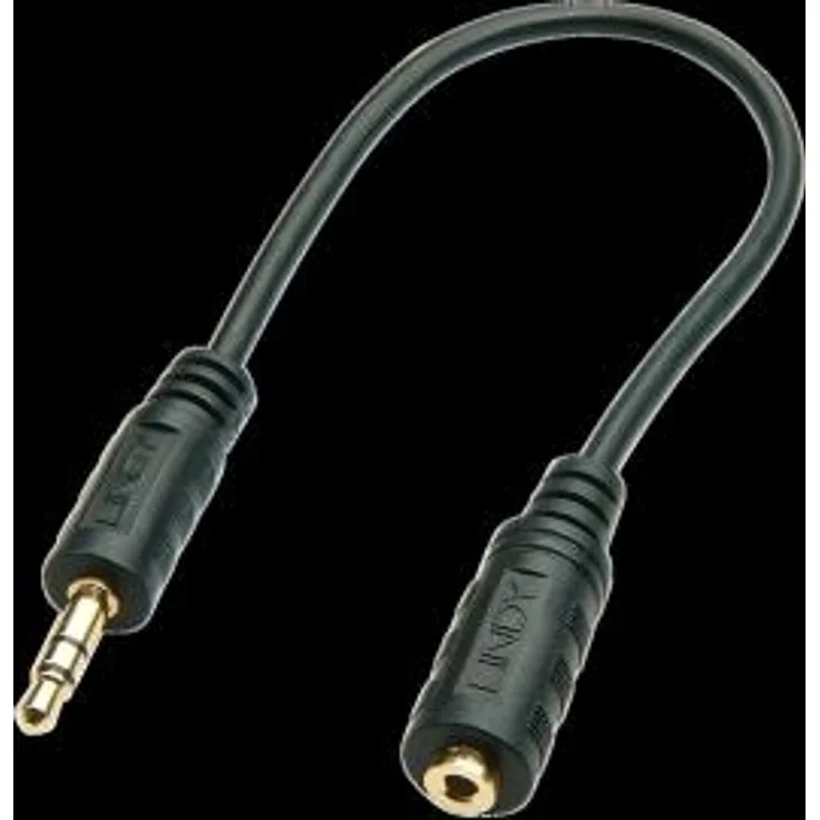 LINDY Premium Audio Kabel Klinke 3,5 mm Stecker auf 2,5 mm Klinke Buchse, 20 cm