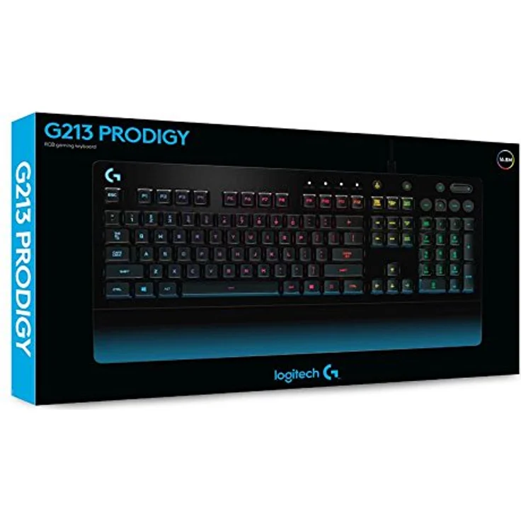 Logitech G213 Prodigy Gaming-Tastatur, RGB-Beleuchtung, Programmierbare G-Tasten, Multi-Media Bedienelemente, Integrierte Handballenauflage, Spritzwassergeschützt, Deutsches QWERTZ-Layout - Schwarz – Bild 6