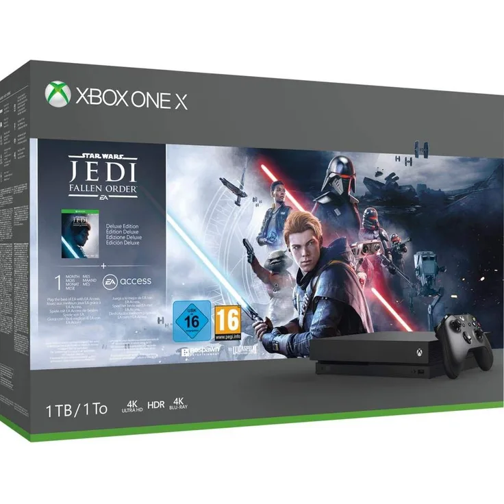 Microsoft Xbox One X Schwarz 1TB Bundle inkl. Star Wars Jedi - Fallen Order