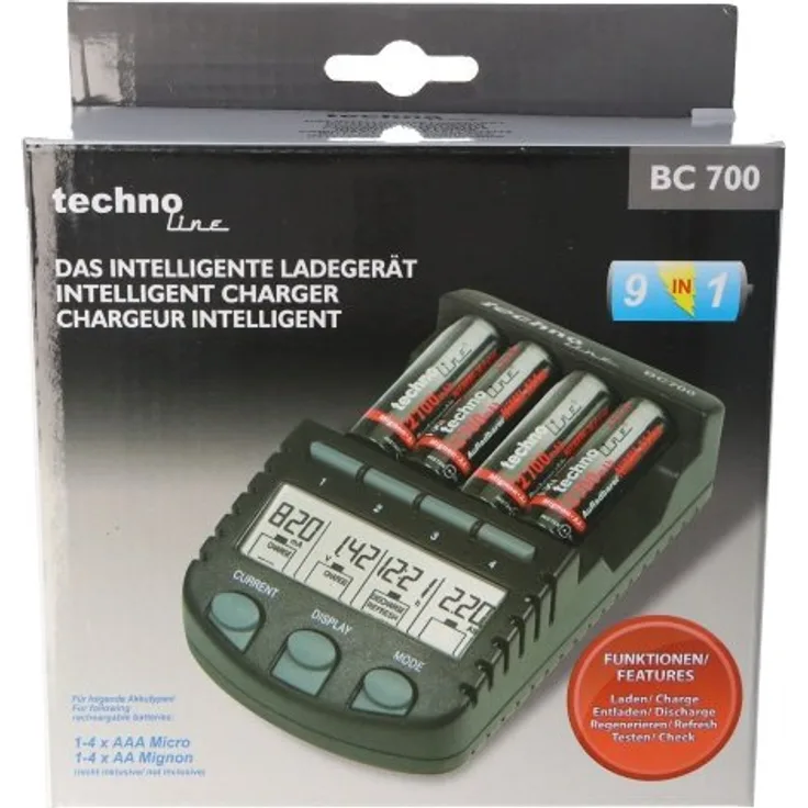 Schnell-Ladegerät mit Entladefunktion und LCD-Display