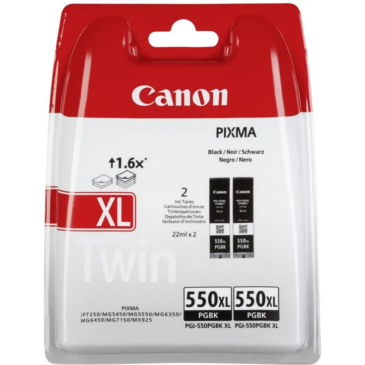 Canon PGI-550XL original Tintenpatrone Schwarz XL für Pixma Inkjet Drucker MX725-MX925-MG5450-MG5550-MG5650-MG6350-MG6450-MG6650-MG7150-MG7550-iP7250-iP8750-iX6850