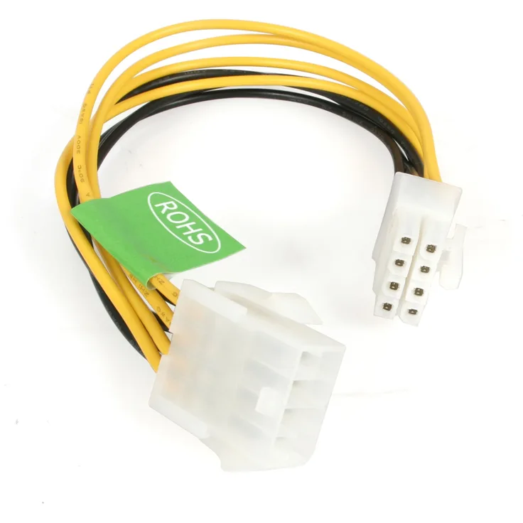 StarTech.com 8in EPS 8 Pin Power Cable - Stromkabel (0,2 m, Male Connector/Female Connector, Gelb)