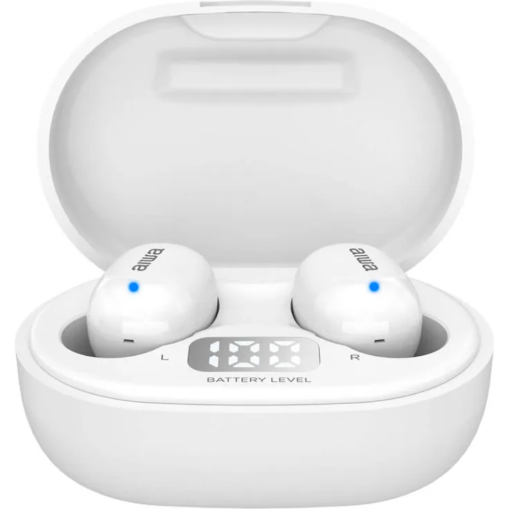 Aiwa EBTW-150BK True Wireless In-Ear-Kopfhörer mit Mikrofon, Bluetooth 5.0, Voice Assistant, weiß