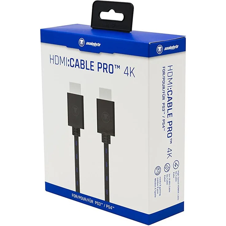 snakebyte PS4 HDMI:CABLE - 3m - auch für Xbox One & alle HDMI fähigen Geräte - 1080p - 3D - 4K - UHD - HDR
