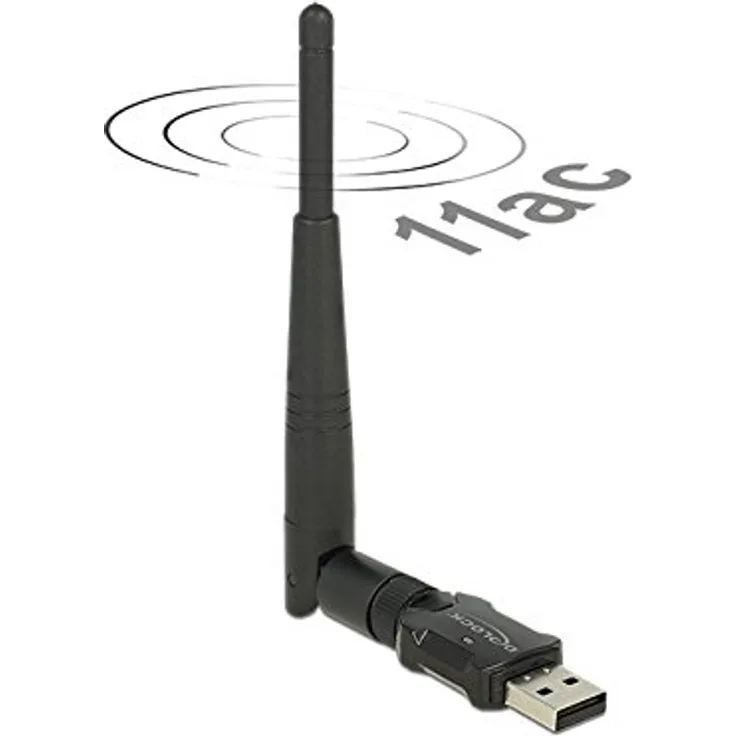 DELOCK WLAN USB2.0 Stick Dualband 2.4-5 GHz WLAN-AC 433 mit externen Antenne