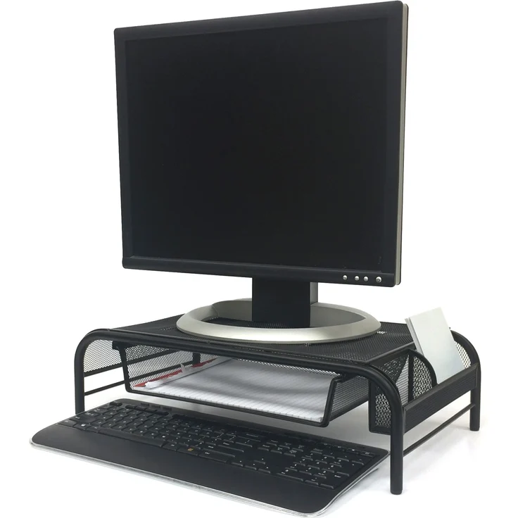 Mind Reader 'Raise' Metall Mesh PC Laptop IMac Computer Monitor Stand mit Schublade, schwarz – Bild 1