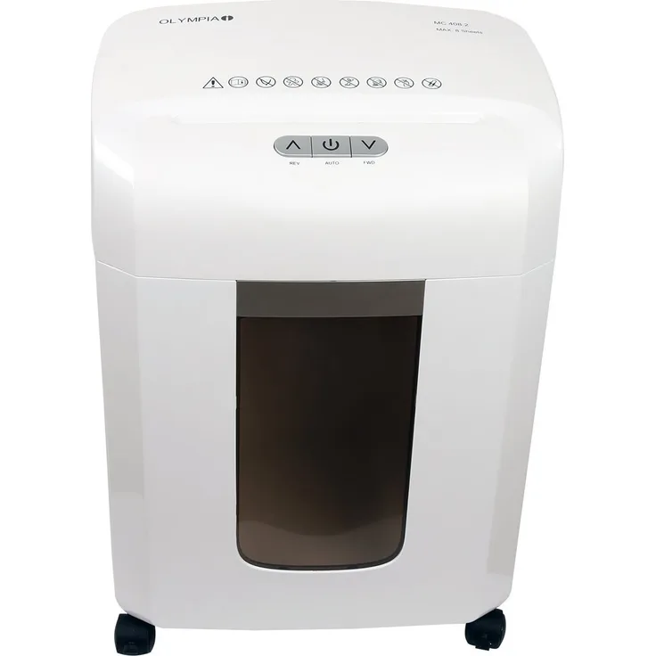 Olympia MC 408.2 Profi Aktenvernichter Partikelschnitt (Sicherheitsstufe P5 - Energiesparend - 8 Blätter 80g/m², Schredder für Papier mit automatischem Einzug, Papierwolf mit Rollen)