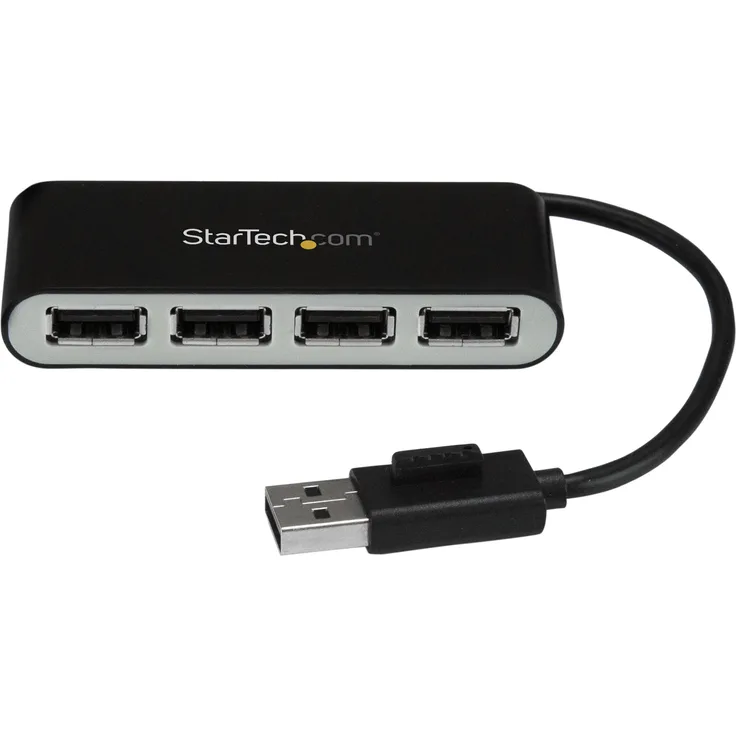StarTech.com Mobiler 4-Port-USB 2.0-Hub mit integriertem Kabel, Kompakter Mini USB Hub