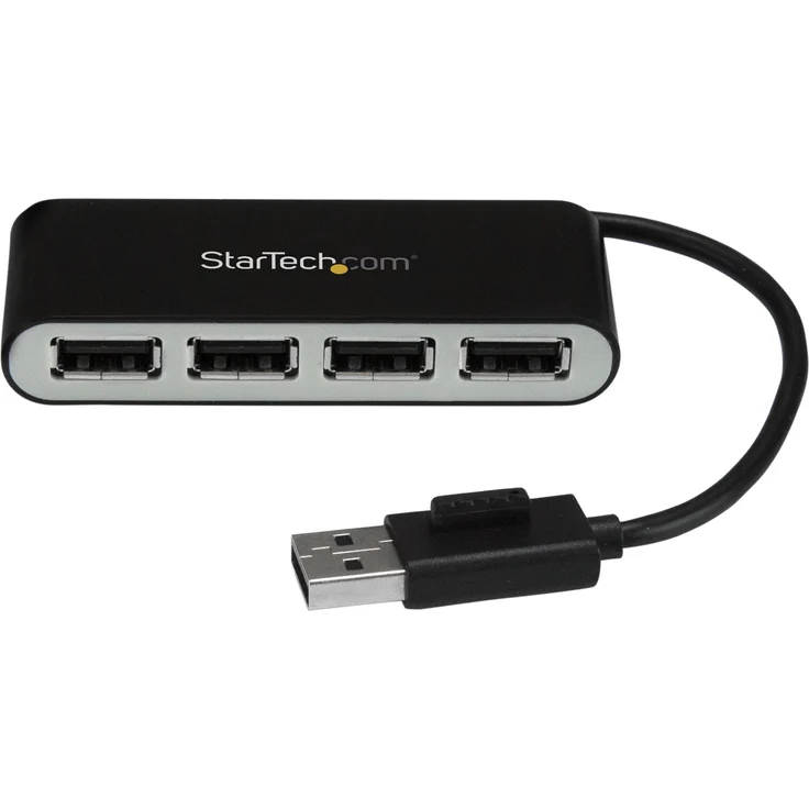 StarTech.com Mobiler 4-Port-USB 2.0-Hub mit integriertem Kabel, Kompakter Mini USB Hub – Bild 1