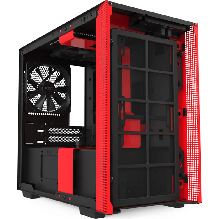 NZXT H210 - Mini-ITX-Gehäuse für Gaming-PCs - Front USB-C Port - Tempered Glass-Seitenfenster - managementsystem - Für Wasserkühlung nutzbar - Schwarz-Rot – Bild 5