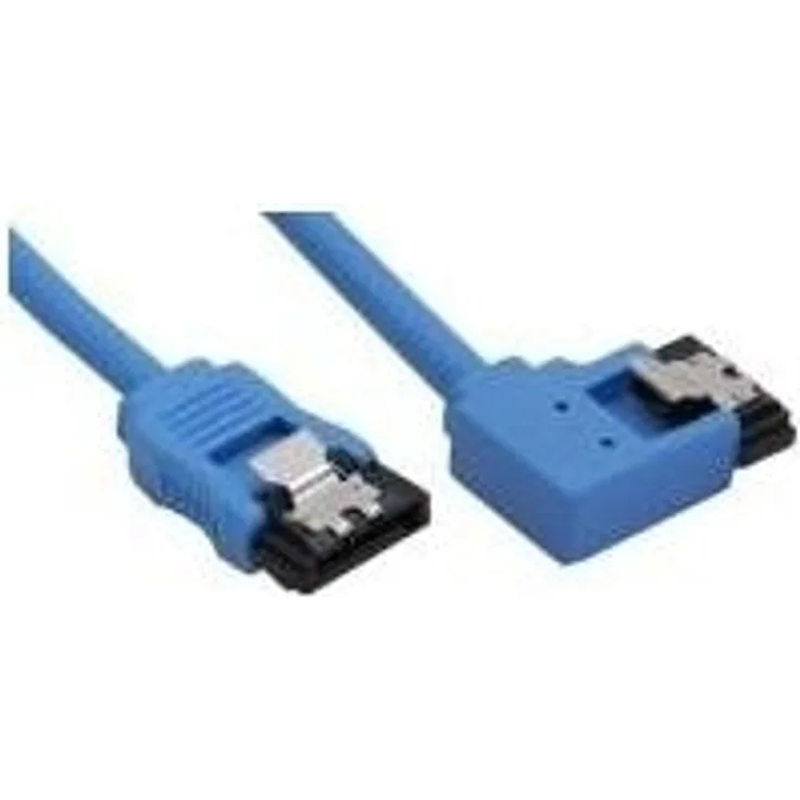 InLine - Serial ATA, 7-polig - Serial ATA, 7-polig - 30cm - abgewinkelt links - Blau - mit Lasche (27703L)