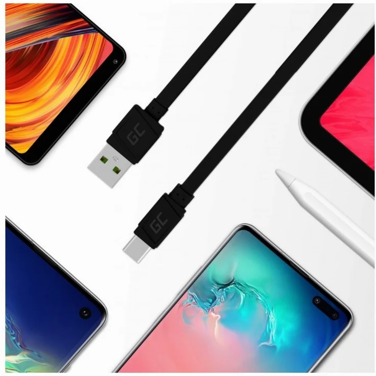 Green Cell Kab USB > USB-C 0,25 m Black, Ladekabel/Datenkabel, schwarz – Bild 2