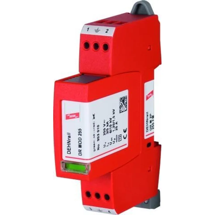DEHN 953205 DR M 2P 255 FM 230 V rot Überspannungsschutz – Steckdosenleiste (Terminal, 50-60, 5000 A, 84 g, 18 mm
