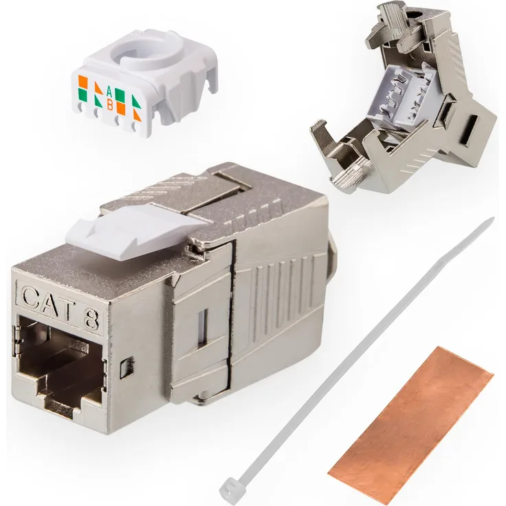 RJ45 Keystone, werkzeuglos, zertifiziert, CAT 8.1