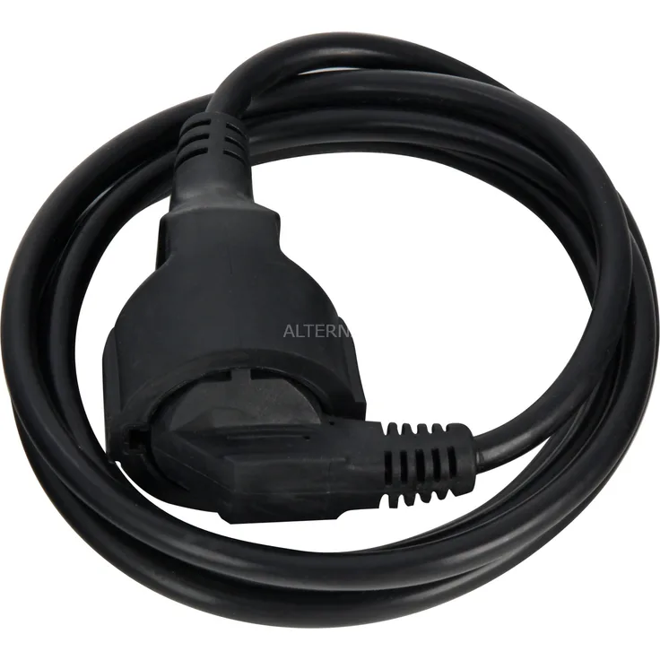 Bachmann H05VV-F 3G - Stromkabel (250 VAC) - 2,0m - geformt, 90-Grad-Anschluss - Schwarz - Deutschland (341.184)