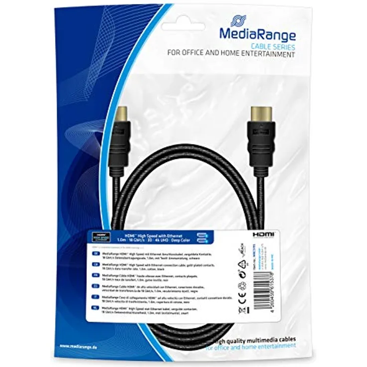 MediaRange MRCS195 HDMI Anschlusskabel 1m 18GB schwarz