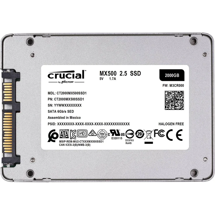 Crucial MX500 - Solid-State-Disk - verschlüsselt - 2 TB - intern - 2.5 Zoll (6.4 cm) - SATA 6Gb/s - 256-Bit-AES - TCG Opal Encryption 2.0 (CT2000MX500SSD1) – Bild 3