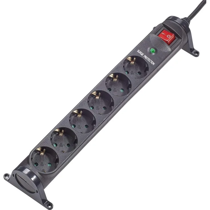 Renkforce 615F-CMB-S Überspannungsschutz-Steckdosenleiste 6fach Schwarz Schutzkontakt