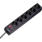 Hama Steckdosenleiste 6-Fach (Mehrfachsteckdose mit Save Energy-Schalter zum Stromsparen, Steckplätze 45 Grad gedreht, Kabel 1,4m, GS geprüft) schwarz