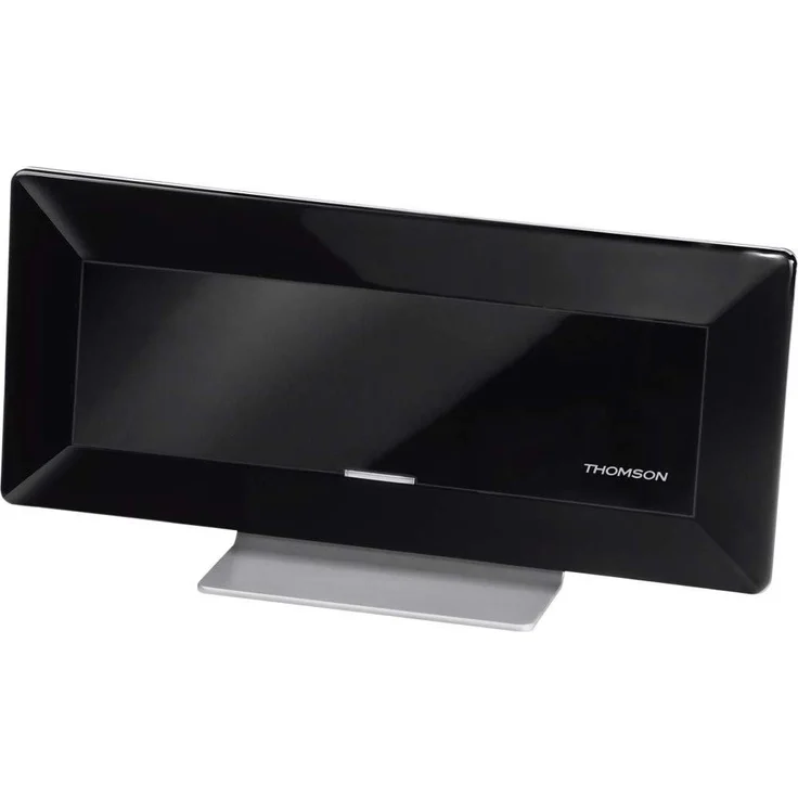 Thomson Aktive Flachantenne für digitalen TV--Radio-Empfang, ANT1528BK? (DVB-T-DVB-T2, DAB-DAB+, HD-3D, mit Verstärker, Rauschfilter, flach) Innenantenne-Zimmerantenne – Bild 1