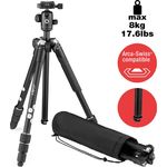 JOBY RangePod, schwarzes Alu-Reisestativ für Kamera/Smartphone mit Kugelkopf, Smartphone-Klemme und Tasche, für spiegellose, CSC, DSLR, Tik Tok Gadget, YouTube zubehör, Vlog, Video-Anrufe, Vlogger